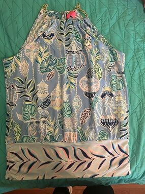 Lilly Pulitzer periwinkle Blue Multi Halter Tank with Tropical Print